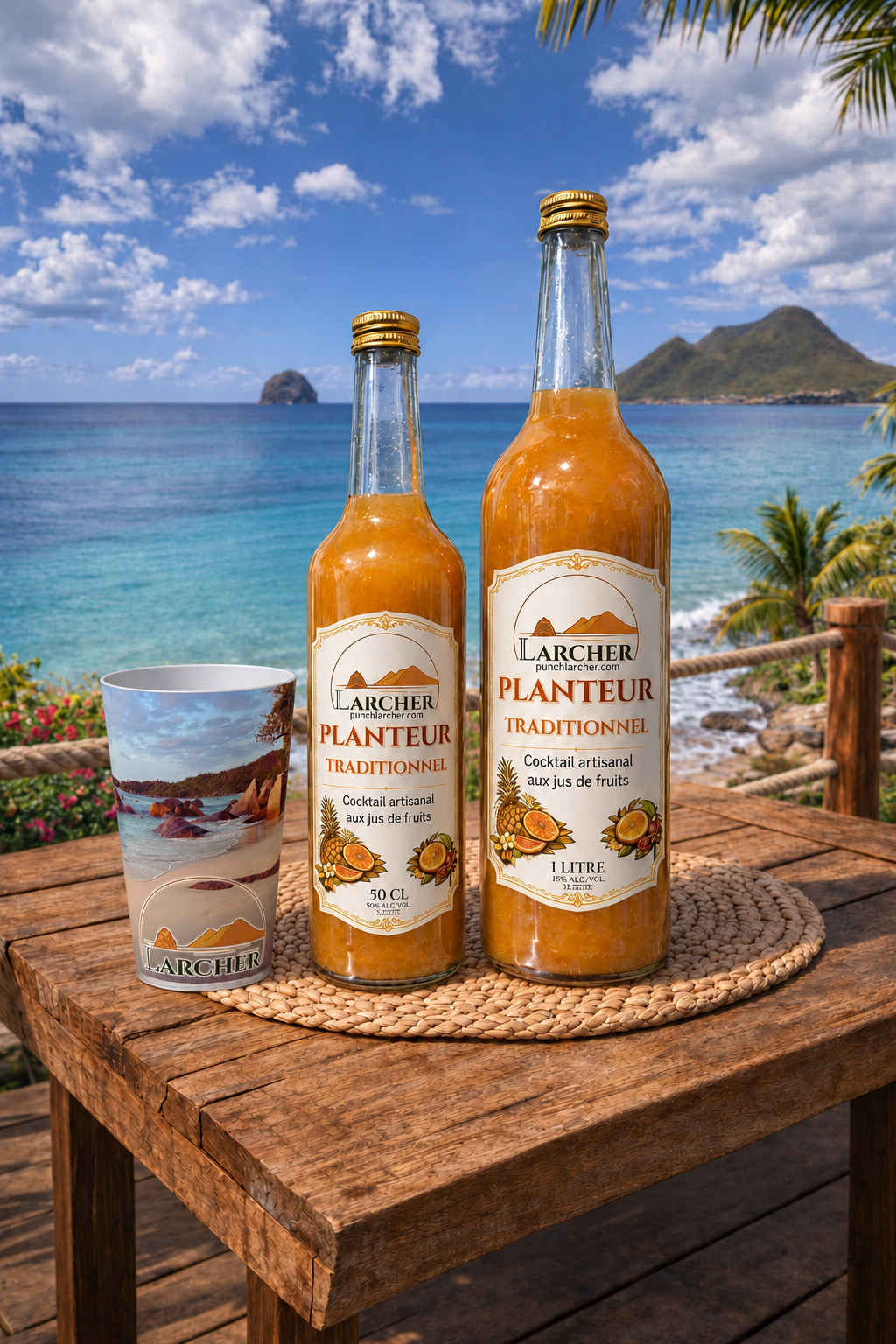 Traditional non-alcoholic planter's punch - ready-to-drink Caribbean cocktail