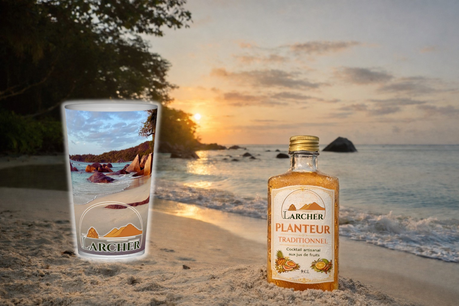 Traditional non-alcoholic planter's punch - ready-to-drink Caribbean cocktail