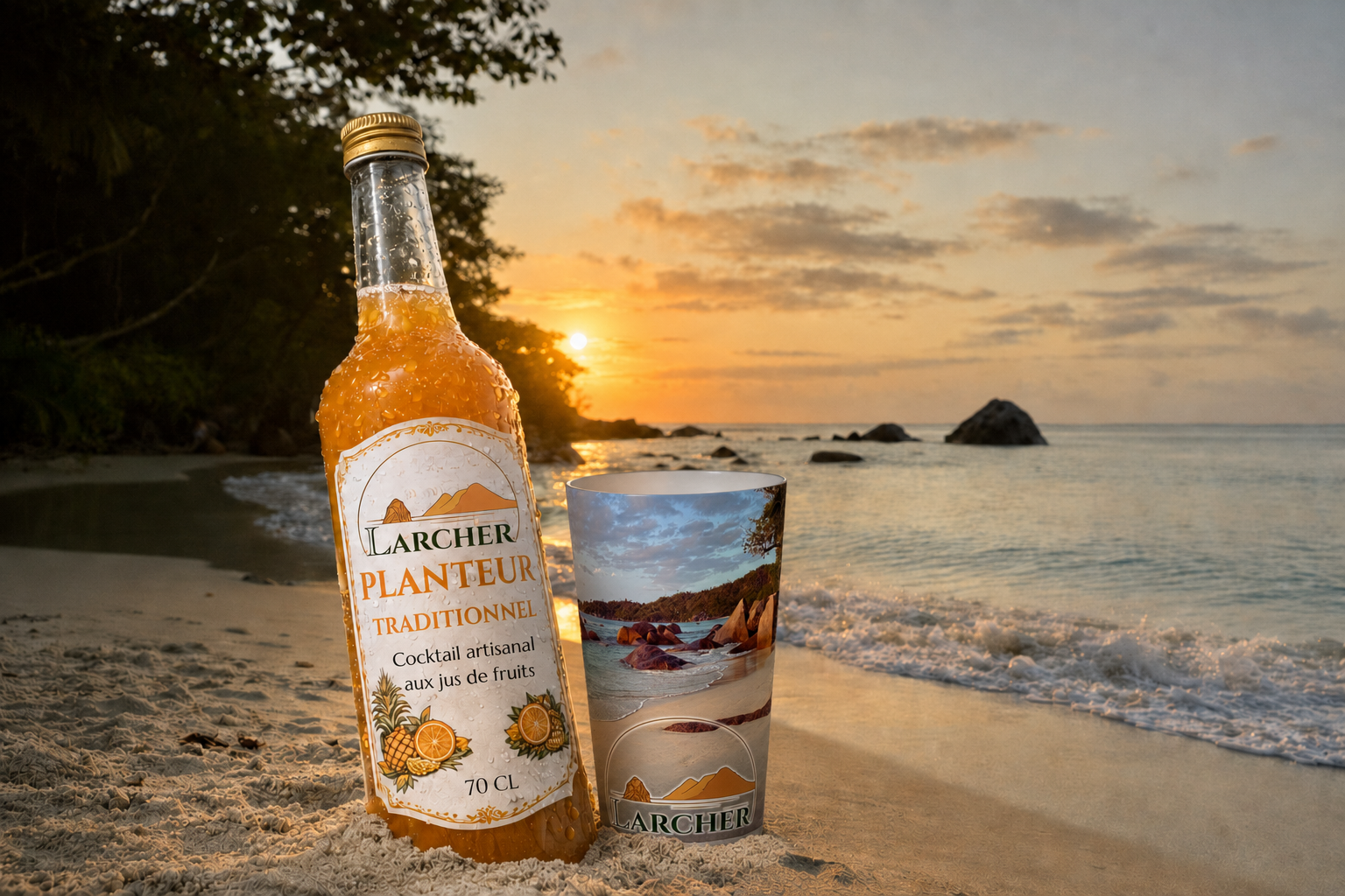 Traditional non-alcoholic planter's punch - ready-to-drink Caribbean cocktail