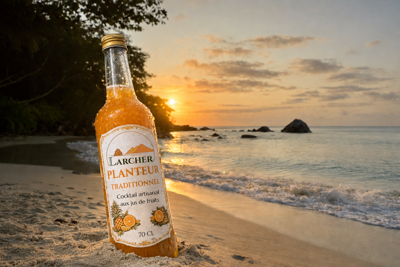 Traditional non-alcoholic planter's punch - ready-to-drink Caribbean cocktail